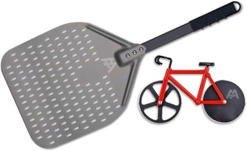  Large Pizza Peel Paddle 14x14 Inch & Bicycle Pizza Slicer  - Lot 620