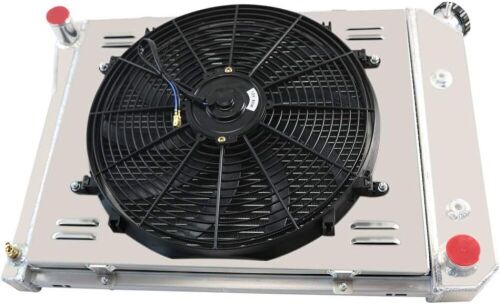 3 Row Core Aluminum EC571 Radiator + 16" Fan w/Shroud for 68-87 Chevy & Pontiac  - Lot 629