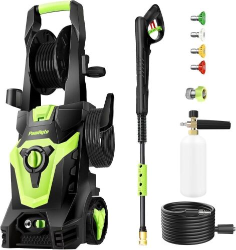  PowRyte Electric Pressure Washer, Foam Cannon, 4 Different Pressure Tips, 3800 PSI 2.4 GPM  - Lot 82