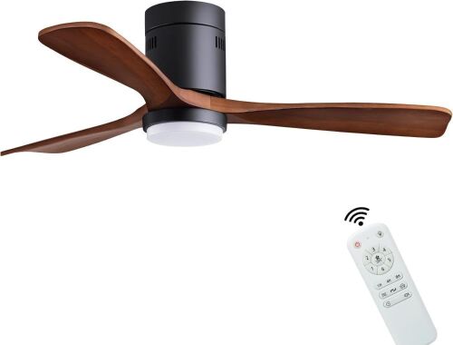 48" Recessed Wooden Ceiling Fan with Light and Remote Control - Lot 177