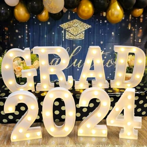Graduation Party Decorations 2024, 8 LED Marquee Light Up Letters  - Lot 277