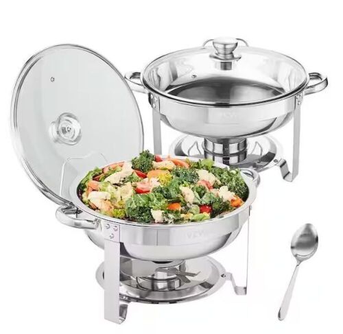 VEVOR 4 qt. Chafing Dish Buffet Set Stainless Steel with 2 Full Size Pans - Lot 303