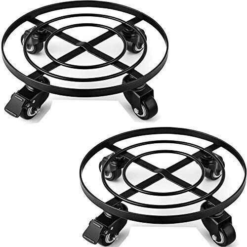 Amagabeli 2 Pack 14" Metal Plant Caddy with Wheels - Lot 397