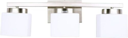 Dosoty 3 Light Bathroom Vanity Light, Brushed Nickel with Milky Glass Shade, 23 inches - Lot 179