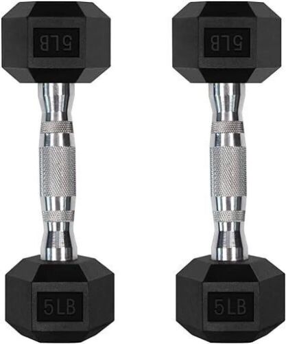 RitFit 5LBS Rubber Encased Hex Dumbbell Set - Lot 597