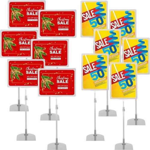 Soaoo Adjustable Pedestal Floor Poster Sign Stand with Frame, 8.5" x 11", 12 Pack  - Lot 579
