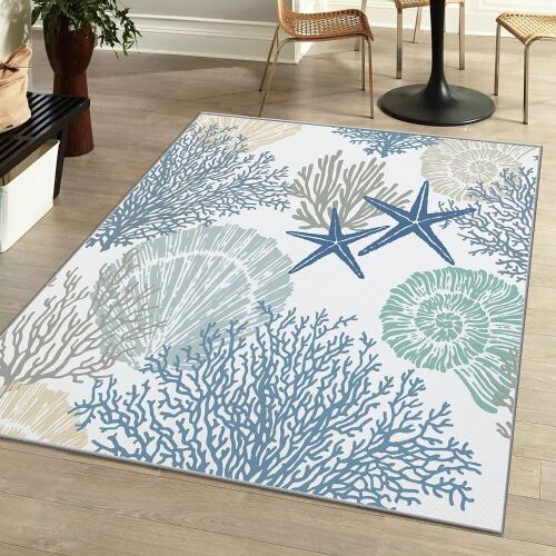  Tritard Coastal Area Rugs Nautical Beach Themed Non-Slip, 8x10 - Lot 709