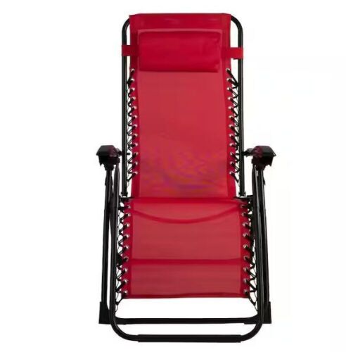 Metal Outdoor Recliner Gravity Chair in Red  - Lot 183