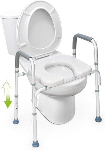 OasisSpace Raised Toilet Seat with Handles, 300lb Capacity  - Lot 473