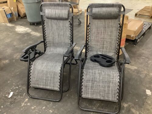 Set of 2 Adjustable Zero Gravity Patio Chair Recliners w/ Cup Holders - Lot 561
