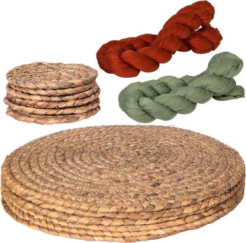 Wicker Water Hyacinth Farmhouse Place Mats, Coasters & Table Runners, 14 pcs - Lot 651