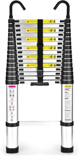 15.5 Ft Aluminum Telescoping Ladder, 330lbs Max Capacity - Lot 701