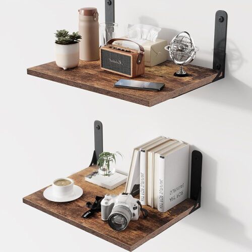 12" Deep Floatng Shelves, Rustic Brown  - Lot 290