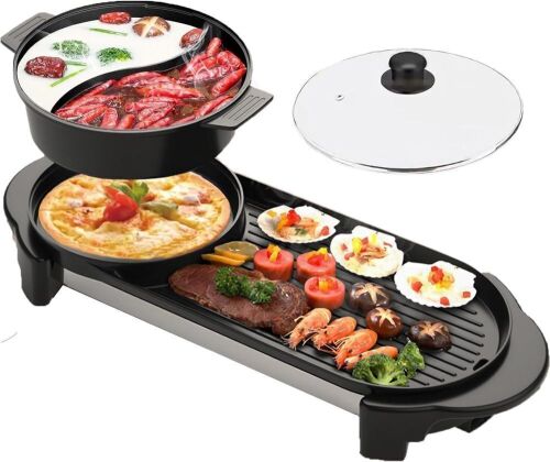 Electric Hot Pot with Grill, 1200W  - Lot 380