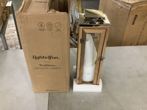 Lights4fun Wooden TruGlow LED Candle Lantern - Dented Top - Lot 164