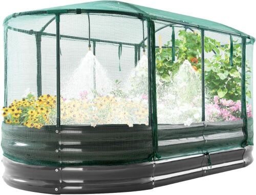  Quictent Galvanized Raised Garden Bed Kit with Self Watering System and Mesh Cover, 6' x 3' x 1' - Lot 16