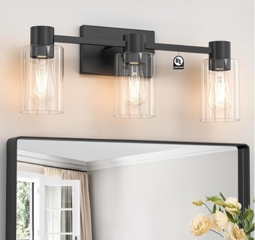 3-Light Matte Black Wall Sconces for Bathroom, Modern Vanity Light Fixture - Lot 112