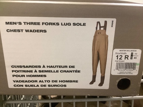 Men's Three Forks Lug Sole Chest Waders, Size 12R, E-Commerce Return, Sold as is - Lot 45