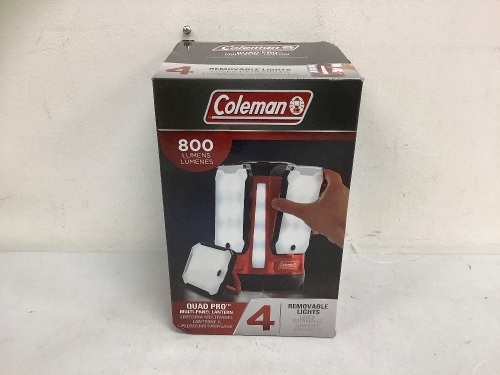 Coleman Quad Pro Multi Panel Lantern, Appears New, Powers Up, Sold as is - Lot 238