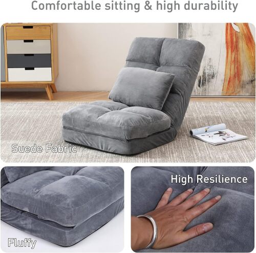 Indoor Chaise Lounge Sofa, Floor Chair w/ Back Support - Lot 7348