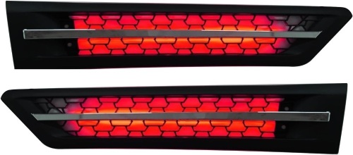 Cascadia Side Grille Air Intake Vent Replacement with LED Lights Left Right Pair for Freightliner Cascadia 2018+ (Red) - Lot 7422