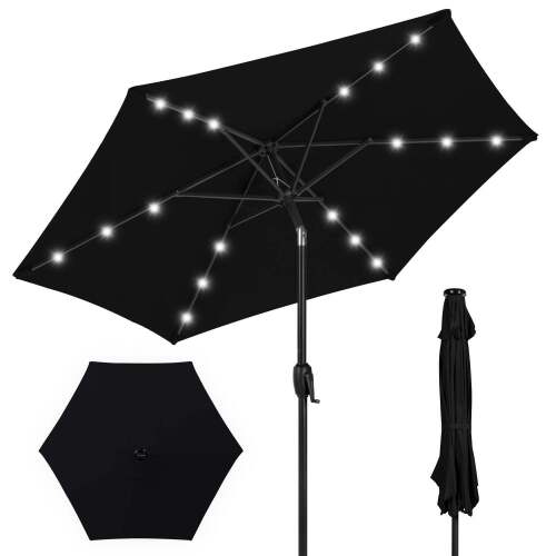 Outdoor Solar Patio Umbrella w/ Push Button Tilt, Crank Lift - 7.5ft - Lot 7650
