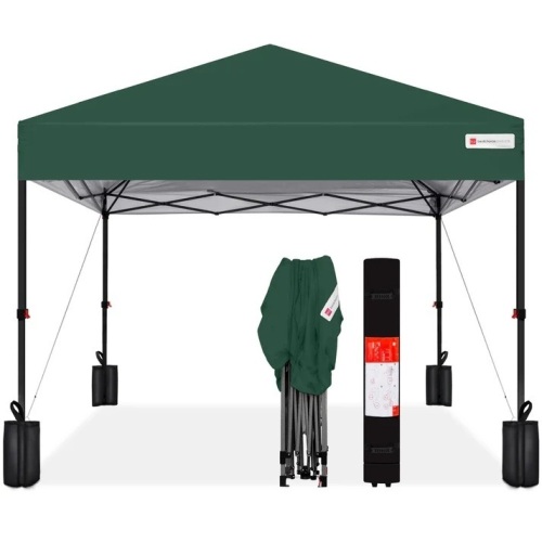 One-Person Setup Instant Pop Up Canopy w/ Case, 4 Weight Bags - 10x10ft - Lot 8149