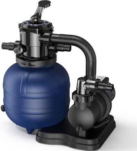 BLUBERY 14.4" Sand Filter with 1/2HP Prefilter Pump System, Handy 7-Way Valve for Above Ground Pools with Pool Pump, 115V, 23FT Cord for Easy Installation, GSF02A  - Lot 8419anm