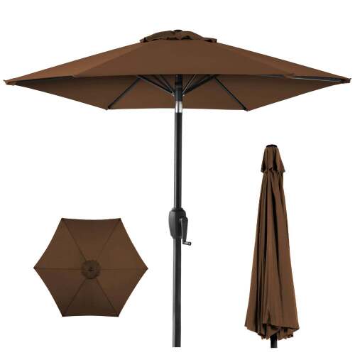 Outdoor Market Patio Umbrella w/ Push Button Tilt, Crank Lift - 7.5ft - Lot 8444
