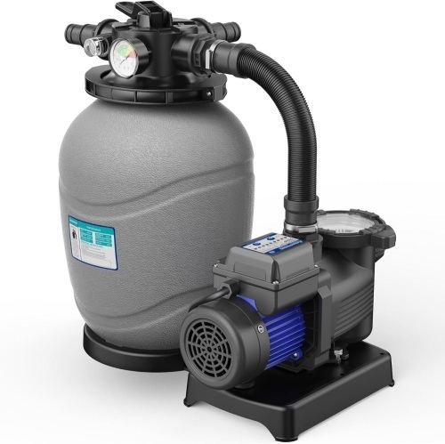AQUASTRONG 12in Sand Filter Pump for Above Ground Pool with Timer, Max 2500GPH for Pools Up to 9000GAL, 4-Way Valve, Enhanced Circulation for Crystal-Clear Pool  - Lot 8474anm