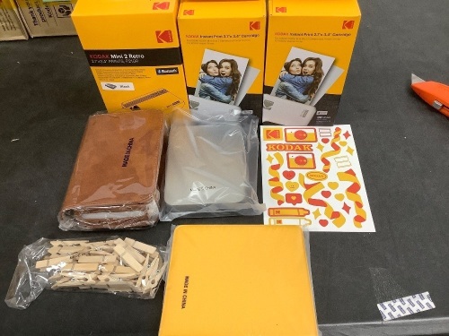 KODAK Mini 2 Retro 4PASS Portable Photo Printer (2.1x3.4 inches) Initial 8 Sheets + 60 Sheets Bundle, Black - Lot 8605