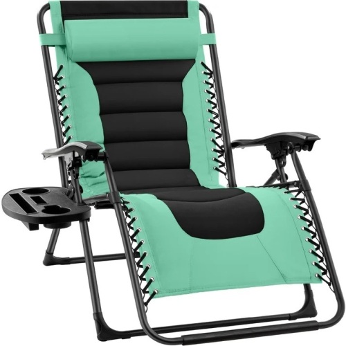 Oversized Padded Zero Gravity Chair, Folding Recliner w/ Headrest, Side Tray8639eah - Lot 8639
