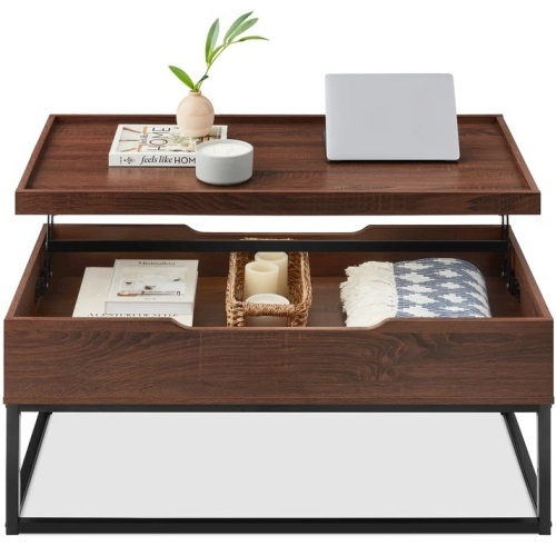 Lift Top Coffee Table w/ Tray Edge Tabletop, Wood-Grain Finish - 44in - Lot 8649
