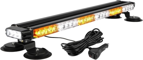 ASPL 29.5" 54 LED Strobe Light Bar Double Side Flashing High Intensity Emergency Warning Flash Strobe Light with Magnetic Base for Safety Construction Vehicles Tow Trucks Pickup (Amber/White) - Lot 8745