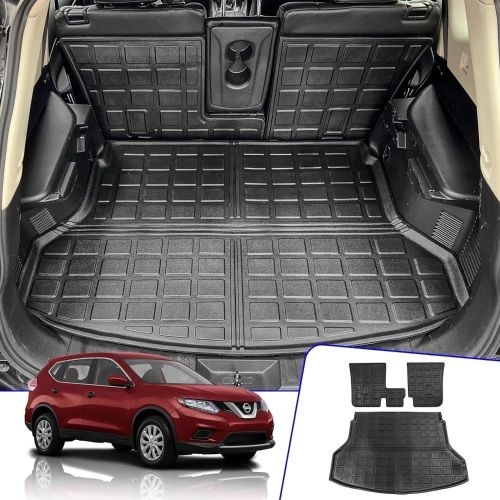 Rongtaod Cargo Mat Compatible with 2014-2020 Nissan Rogue Trunk Mat Cargo Liner All Weather Back Seat Cover Protector 2019 Rogue Accessories (Backrest Mats+Trunk Mat) - Lot 8748