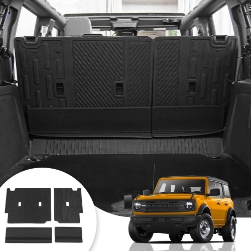 Cargo Mat Compatible with 2021 2022 2023 2024 Ford Bronco Back Seat Cover Protector Split Seat Cargo Liner Trunk Mat for Ford Bronco Accessories 4 Door (4 PCS Rear Backrest Mats) - Lot 8749