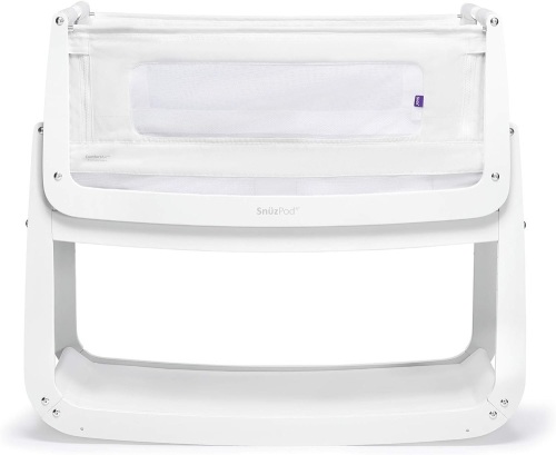 SnuzPod4, Bassinet Bedside Sleeper - Comfortable Baby Crib and Bed, 3D Breathable Mattress, Fits Bed with Adjustable Max. Height of 28.5”, Machine Washable Mesh Liner (White)  - Lot 8660anm