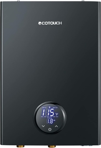 Electric Tankless Water Heater, ECOTOUCH 14kW Instant Hot Water Heater on Demand 240V Point of Use Hot Water Heater Self-Modulation ECO140B Black  - Lot 8661anm
