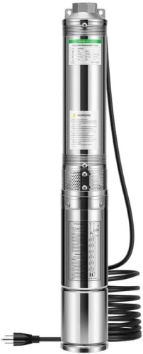 Deep Well Submersible Pump, 0.5HP 115V/60HZ, 33GPM, 148ft Head, Stainless Steel Water Pump with Additional Brass Check Valve and 33ft Power Cord for Irrigation, Industrial & Home Use  - Lot 8665anm