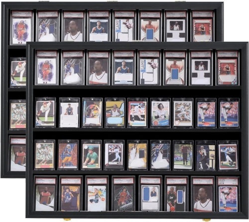 VERANI Baseball Card Display Case - 36 Graded Sports Card Display Frame - Holds Sport Cards with UV Protection Clear View Lockable Wall Cabinet for Football Basketball Trading Card Horizontal - 2Pack  - Lot 8666anm