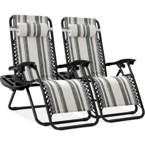 Set of 2 Adjustable Zero Gravity Patio Chair Recliners w/ Cup Holders - Lot 8714