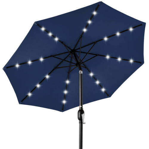 Solar LED Lighted Patio Umbrella w/ Tilt Adjustment, UV-Resistant- 10ft - Lot 8771