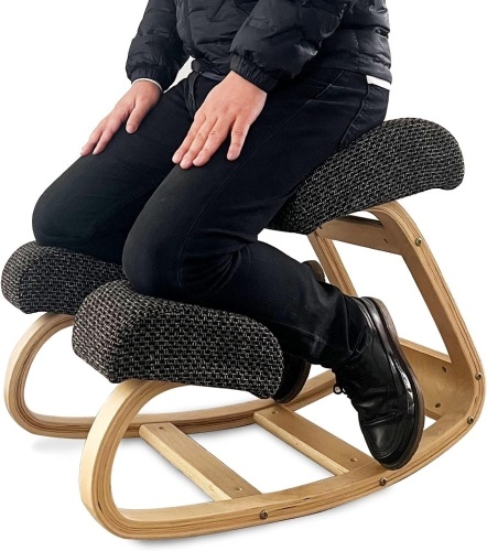 Kneeling Chair, Ergonomic Desk Chair for Office Home - Improve Your Posture with Angled Rocking Stool - Solid Wood Rocking Chair with High-Resilience Foam Seat Cushions - Lot 8970