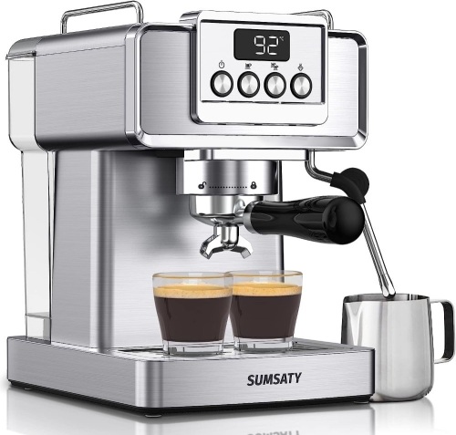Espresso Machine, Stainless Steel Espresso Machine with Milk Frother for Latte, Cappuccino, Machiato,for Home Espresso Maker, 1.8L Water Tank, 20 Bar - Lot 8972