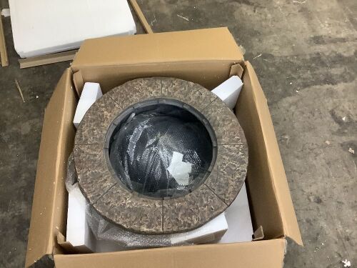 Noble House Samson 34 in. x 21 in. Round Cement Wood Burning Outdoor Patio Fire Pit in Natural - Small Cracks & Paint Chipped - Lot 70