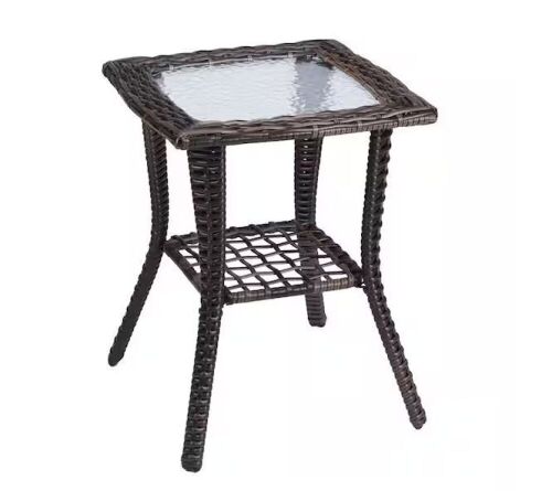 Karl Home All Weather Brown Wicker 22 in. Outdoor Side Table  - Lot 233