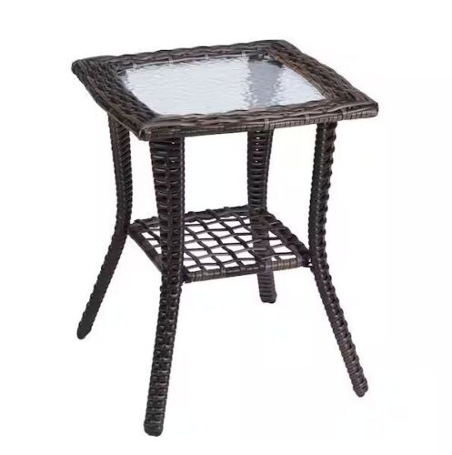 Karl Home All Weather Brown Wicker 22 in. Outdoor Side Table  - Lot 330