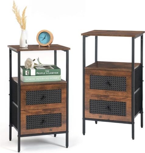 DOVAM Tall Nightstand with Drawers, Set of 2  - Lot 627