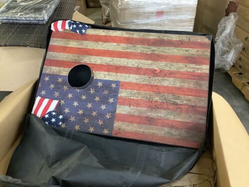 American Flag Cornhole Boards - Tear in Carry Bag  - Lot 635