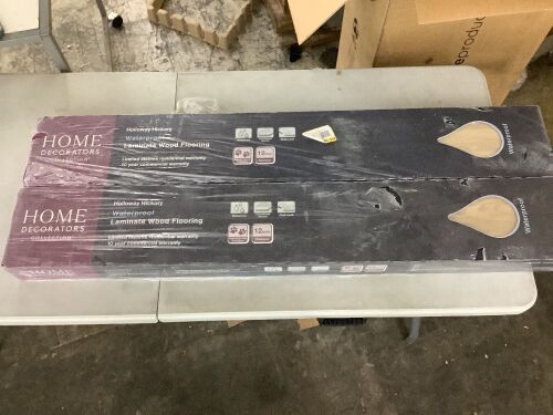 Lot of (2) Home Decorators Collection Holloway Hickory Blonde 12 mm T x 7.5 in. W Waterproof Laminate Wood Flooring (21.1 sqft/case)  - Lot 740